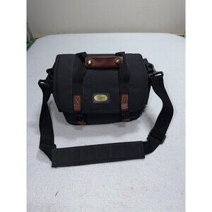 Vintage Canon Black Camera Bag Padded Shoulder Strap Leather Accents